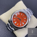 Fábrica EW - Rolex Oyster Perpetual M124300-0007 Mostrador Vermelho Coral Tamanho 41mm