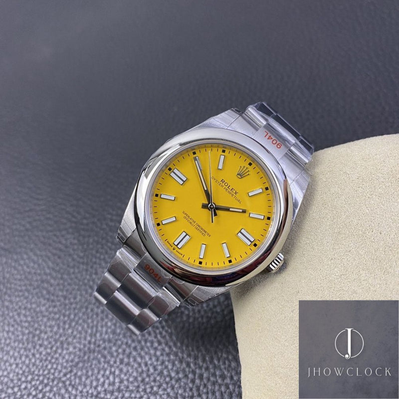 Fábrica EW - Rolex Oyster Perpetual M124300-0004 Mostrador Amarelo Tamanho 41mm