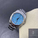Fábrica EW - Rolex Oyster Perpetual M124300-0006 Mostrador Azul Tiffany Tamanho 41mm