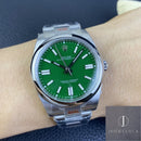 Fábrica EW - Rolex Oyster Perpetual M124300-0005 Mostrador Verde Tamanho 41mm