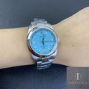 Fábrica EW - Rolex Oyster Perpetual M124300-0006 Mostrador Azul Tiffany Tamanho 41mm