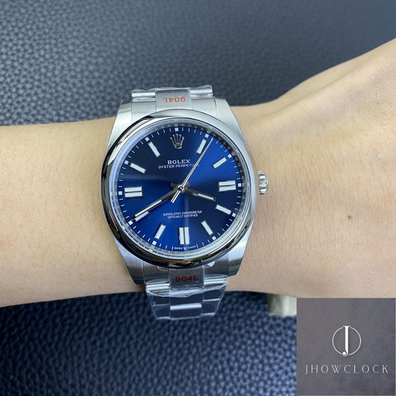 Fábrica EW - Rolex Oyster Perpetual M124300-0003 Mostrador Azul Tamanho 41mm