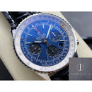 Fábrica BLS - Breitling Navitimer AB0127211C1A1 Pulseira de couro com mostrador azul