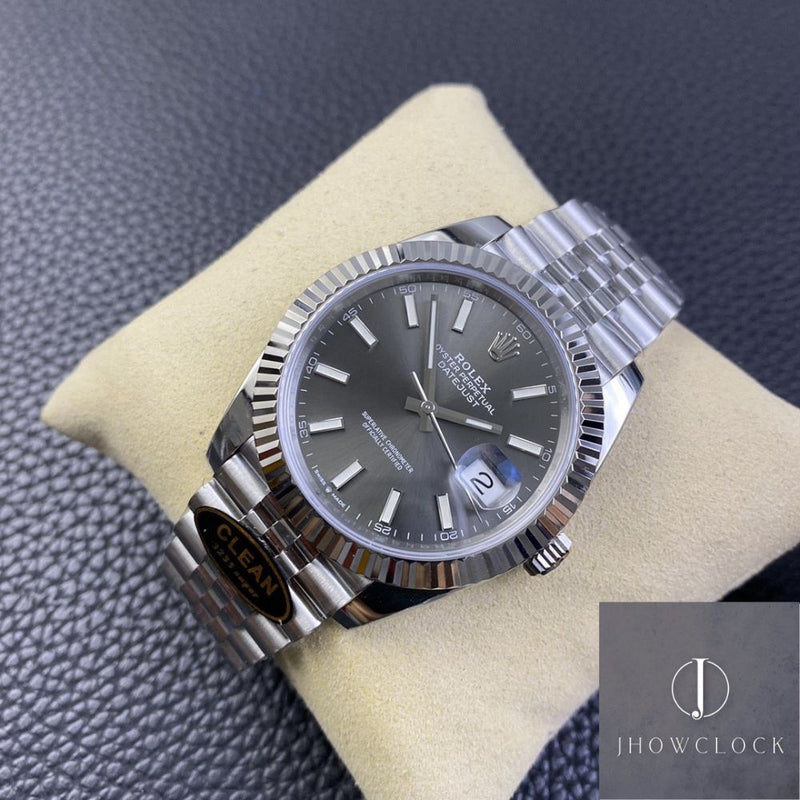 Fábrica Clean - Rolex Datejust M126334-0014 Mostrador Cinza Tamanho 41mm