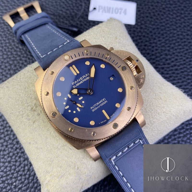 Fábrica VS - Panerai Submersible PAM01074 Mostrador Azul Fosco Bronze Tamanho 42mm