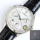 Fábrica ZF - Jaeger-LeCoultre Master Geographic 1428421 Mostrador Prateado