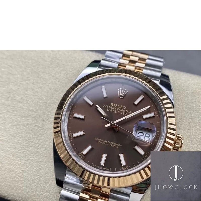 Fábrica Clean - Rolex Datejust M126331-0002 Mostrador Ouro Rosa Tamanho 41mm
