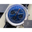 Fábrica BLS - Breitling Navitimer AB0127211C1A1 Pulseira de couro com mostrador azul
