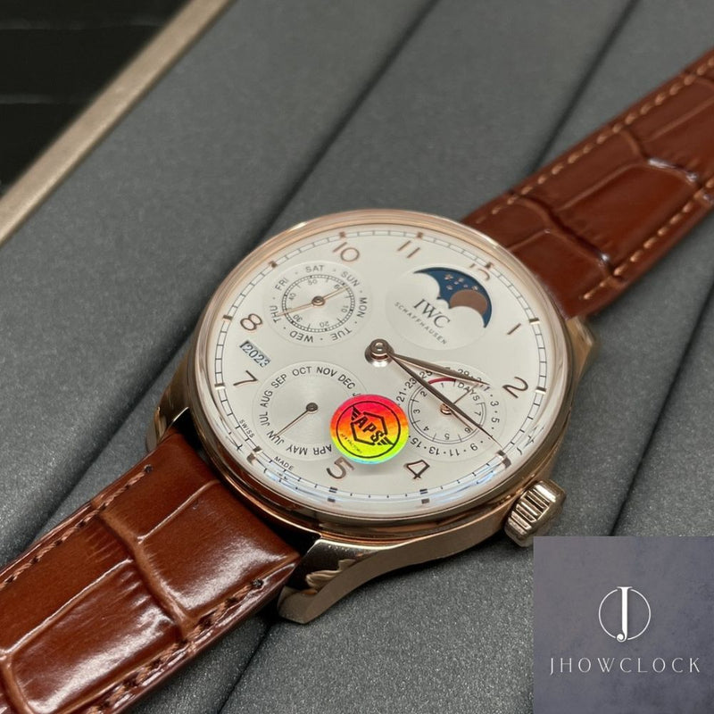 Fábrica APS - IWC Portugieser Perpetual Calendar IW503302 Mostrador Prateado Branco