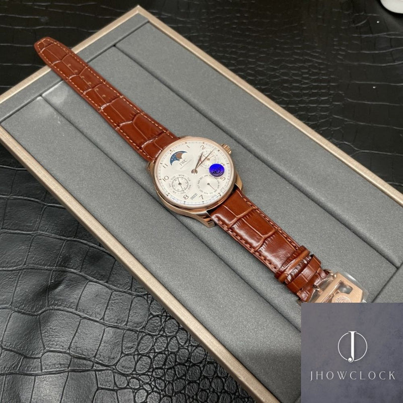 Fábrica APS - IWC Portugieser Perpetual Calendar IW503302 Mostrador Prateado Branco