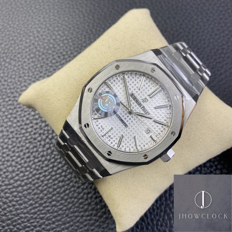 Fábrica APS - Audemars Piguet Royal Oak 15400ST.OO.1220ST.02 Mostrador Branco Prateado