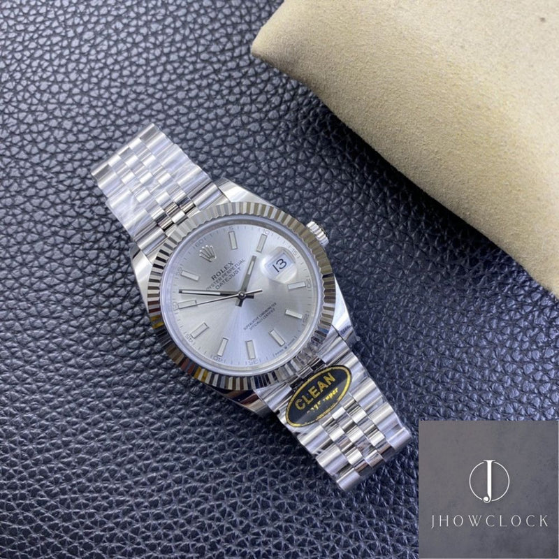 Fábrica Clean - Rolex Datejust M126334-0004 Mostrador Prata Tamanho 41mm