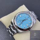 Fábrica EW - Rolex Oyster Perpetual M124300-0006 Mostrador Azul Tiffany Tamanho 41mm