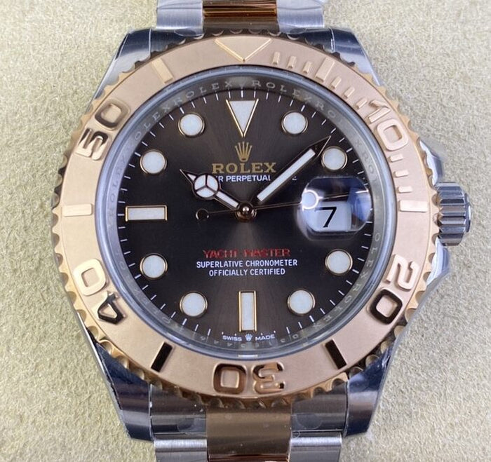 Clean Factory Rolex Yacht Master M126621-0001 Mostrador marrom Ouro Ro
