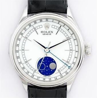 Fábrica EW - Rolex Cellini Moonphase M50535-0002 Mostrador Branco