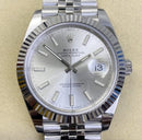 Fábrica Clean - Rolex Datejust M126334-0004 Mostrador Prata Tamanho 41mm