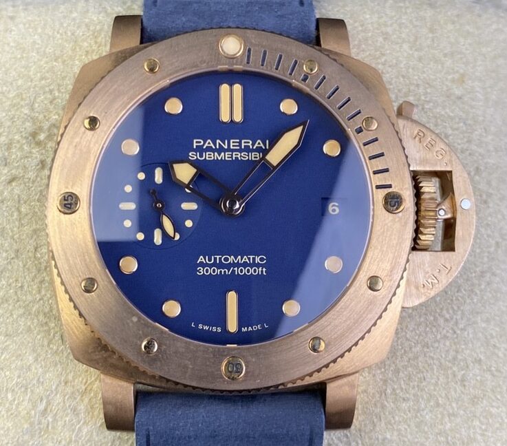 Fábrica VS - Panerai Submersible PAM01074 Mostrador Azul Fosco Bronze Tamanho 42mm
