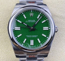 Fábrica EW - Rolex Oyster Perpetual M124300-0005 Mostrador Verde Tamanho 41mm