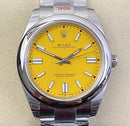 Fábrica EW - Rolex Oyster Perpetual M124300-0004 Mostrador Amarelo Tamanho 41mm