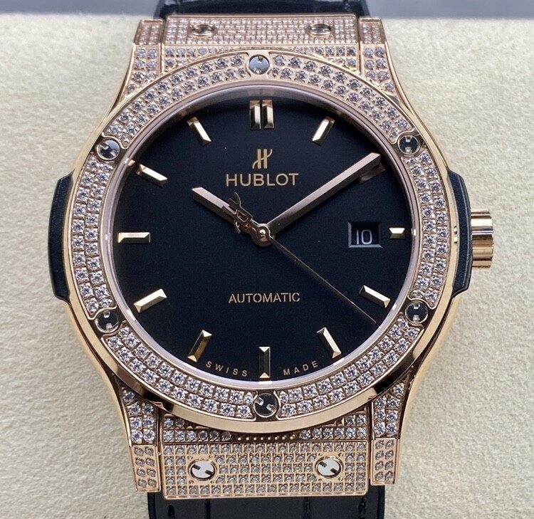 Fábrica HB - Hublot Classic Fusion 511.OX.1181.LR.1704 Relógio de Ouro Rosa com Diamantes