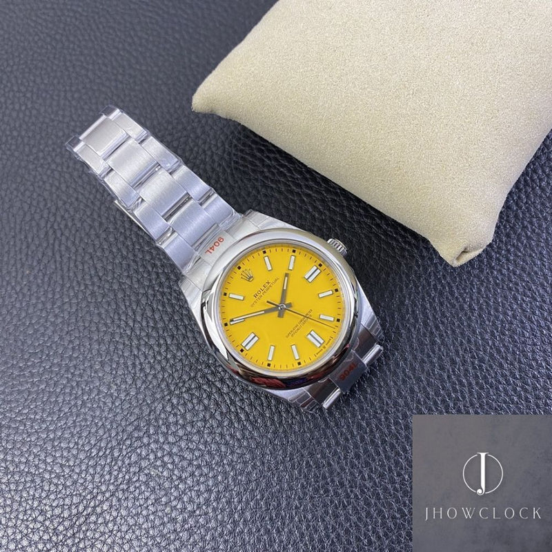 Fábrica EW - Rolex Oyster Perpetual M124300-0004 Mostrador Amarelo Tamanho 41mm